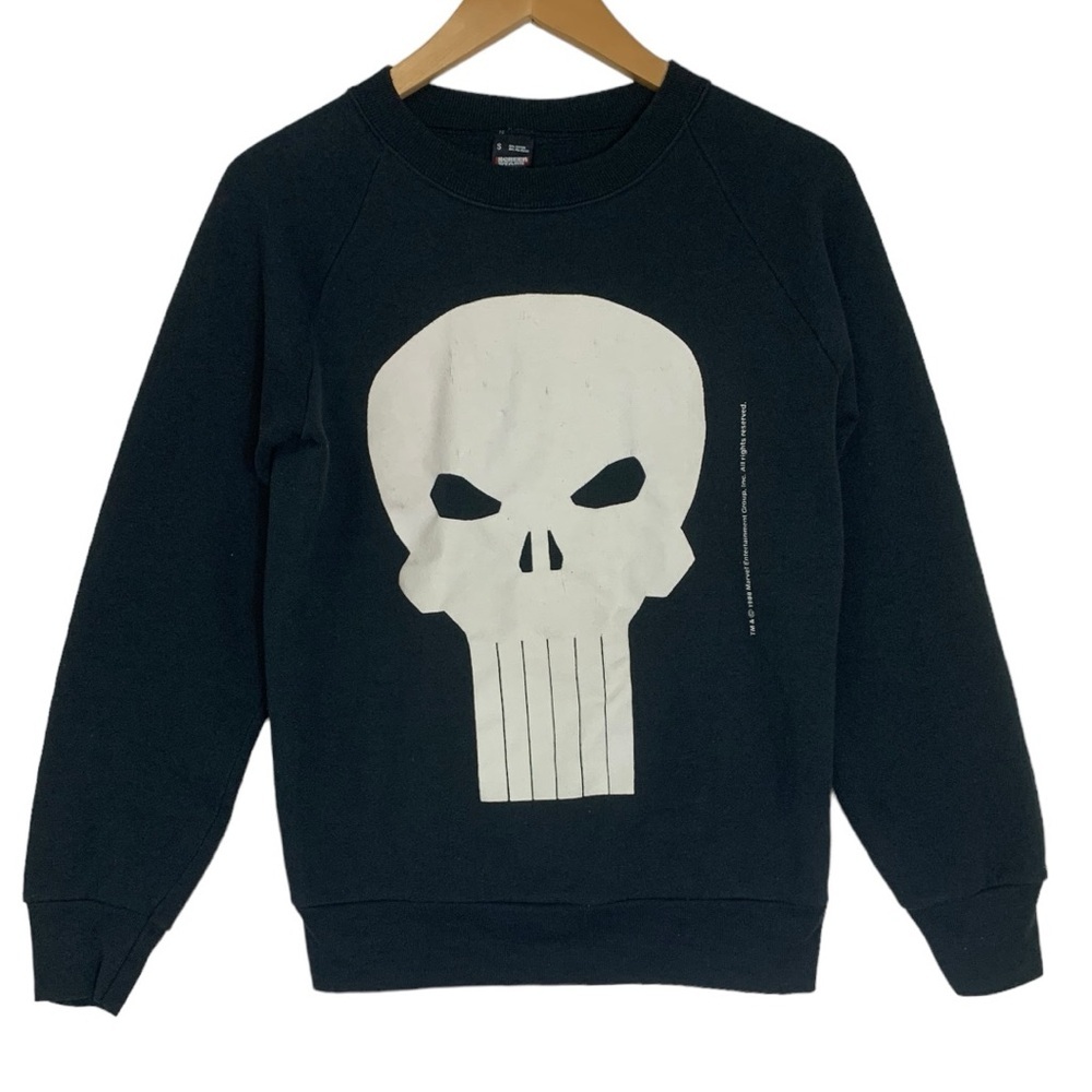 Vtg 1988 Punisher Marvel Crewneck Screen Stars Pullover Sweater Size Small Skull